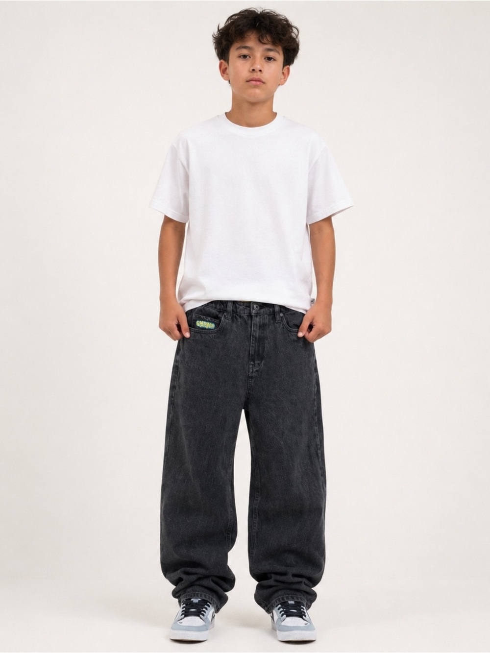 Empyre Kids Baggy Skate Jeans Size 27 Youth 14 Charcoal Black 100% Cotton